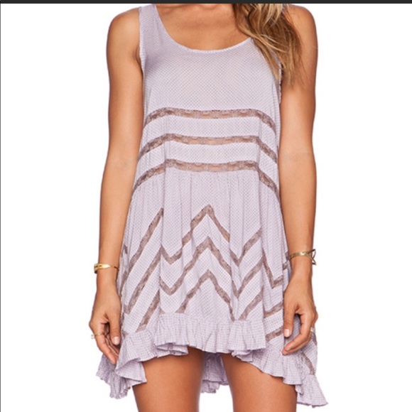 Free People Lavender Polka Dot Lace Slip Dress - Picture 7 of 8